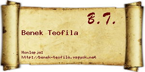 Benek Teofila névjegykártya